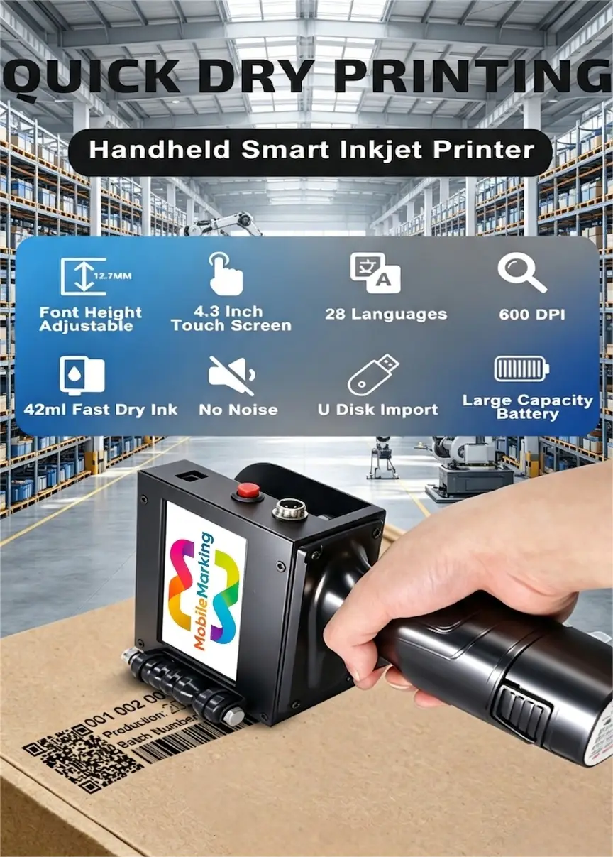 Industrial Handheld Inkjet Printer  Metal Body One-Item-One-Code Conveyor Ready, SKU 1680, product thumbnail 7