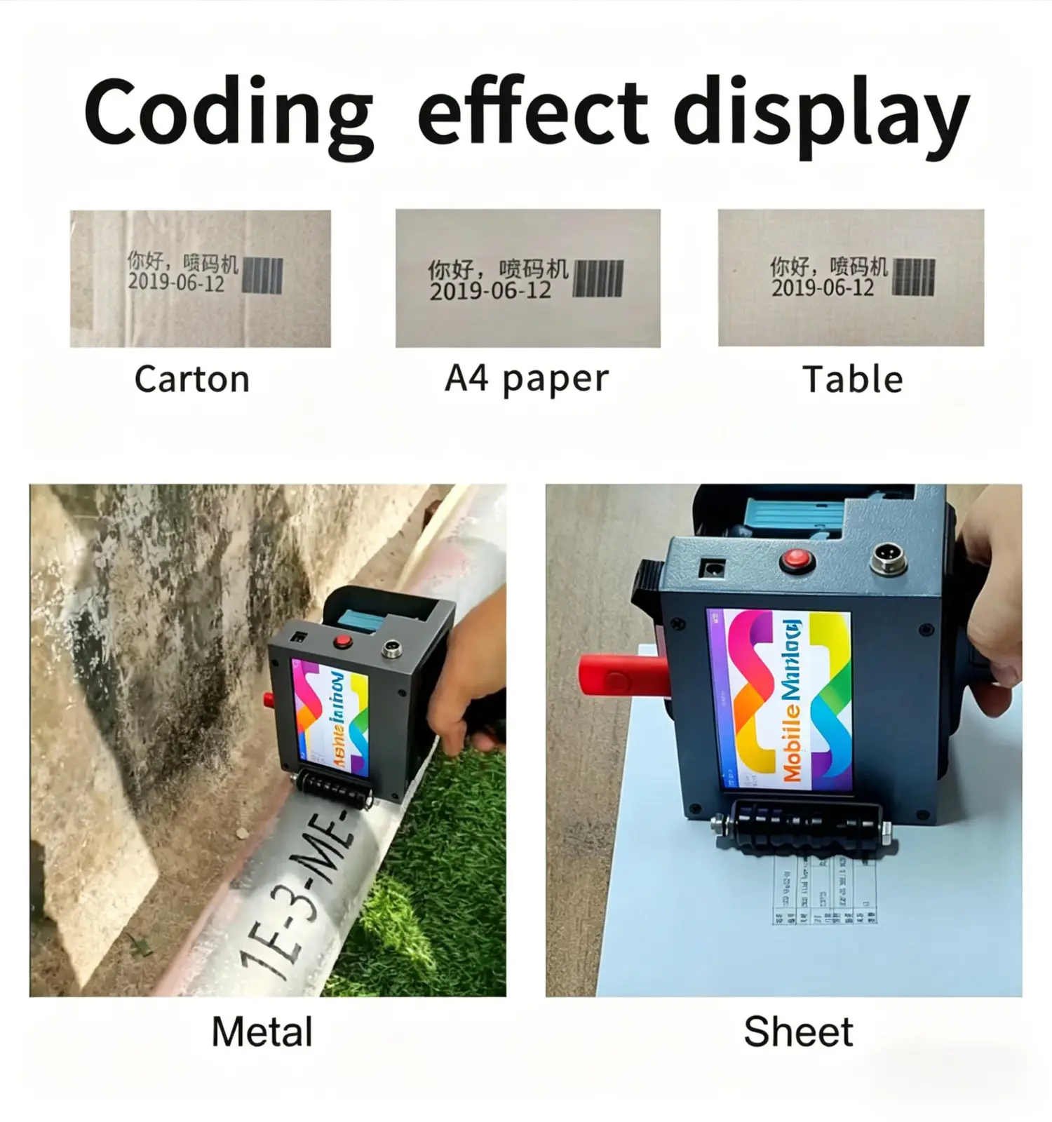 2-Inch Dual-Head Handheld Inkjet Printer 50mm Print Height Up to 20 Lines, SKU 16832, product thumbnail 6