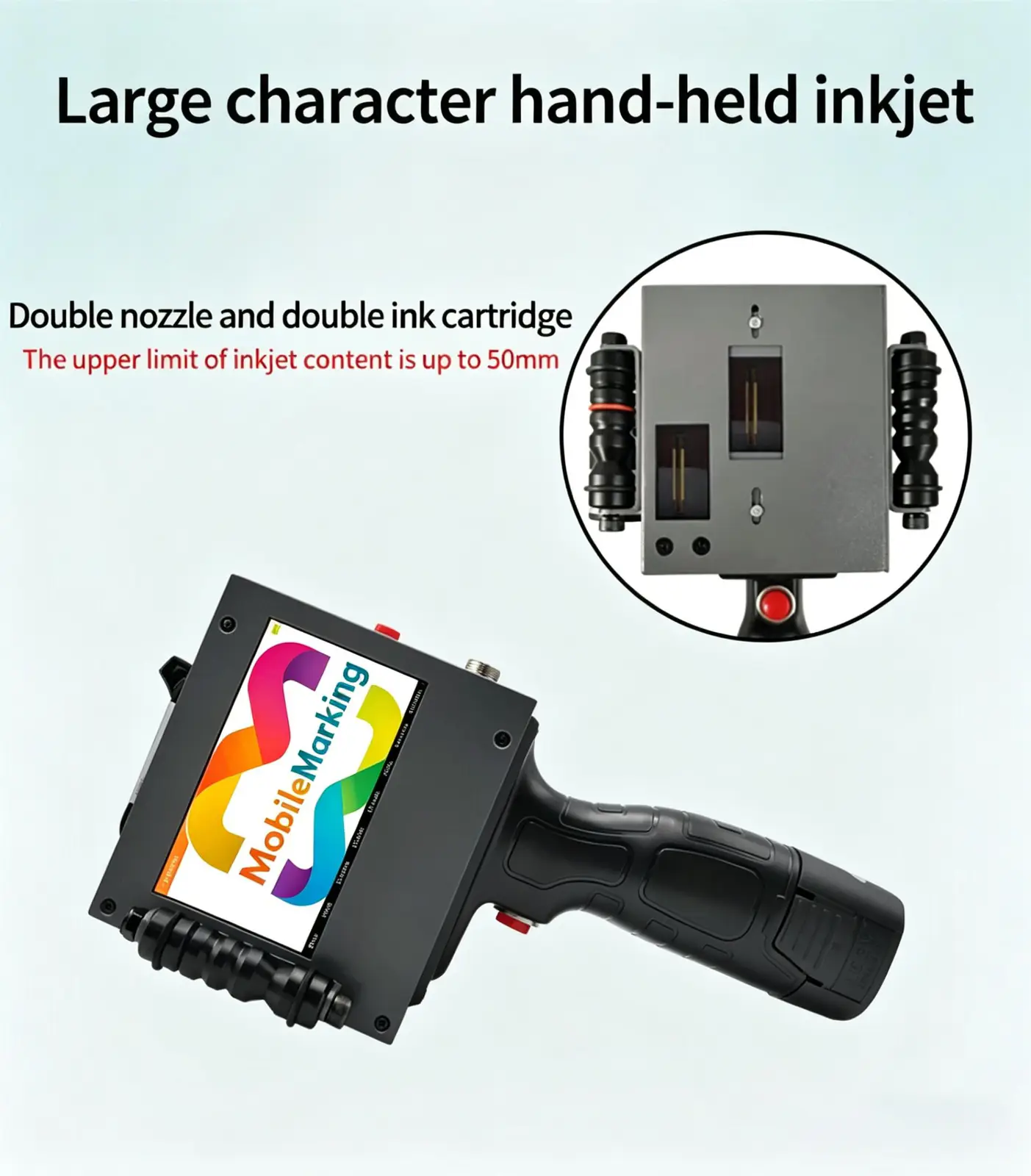 2-Inch Dual-Head Handheld Inkjet Printer 50mm Print Height Up to 20 Lines, SKU 16832, product thumbnail 8
