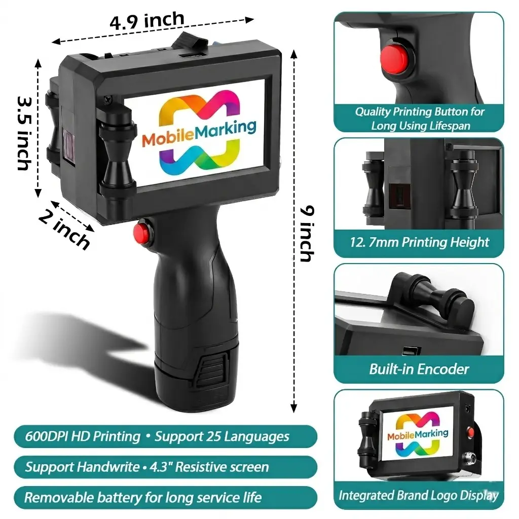 Compact Handheld Inkjet Printer No APP Needed, USB Image Import, 600 DPI, SKU 1691, product thumbnail 2