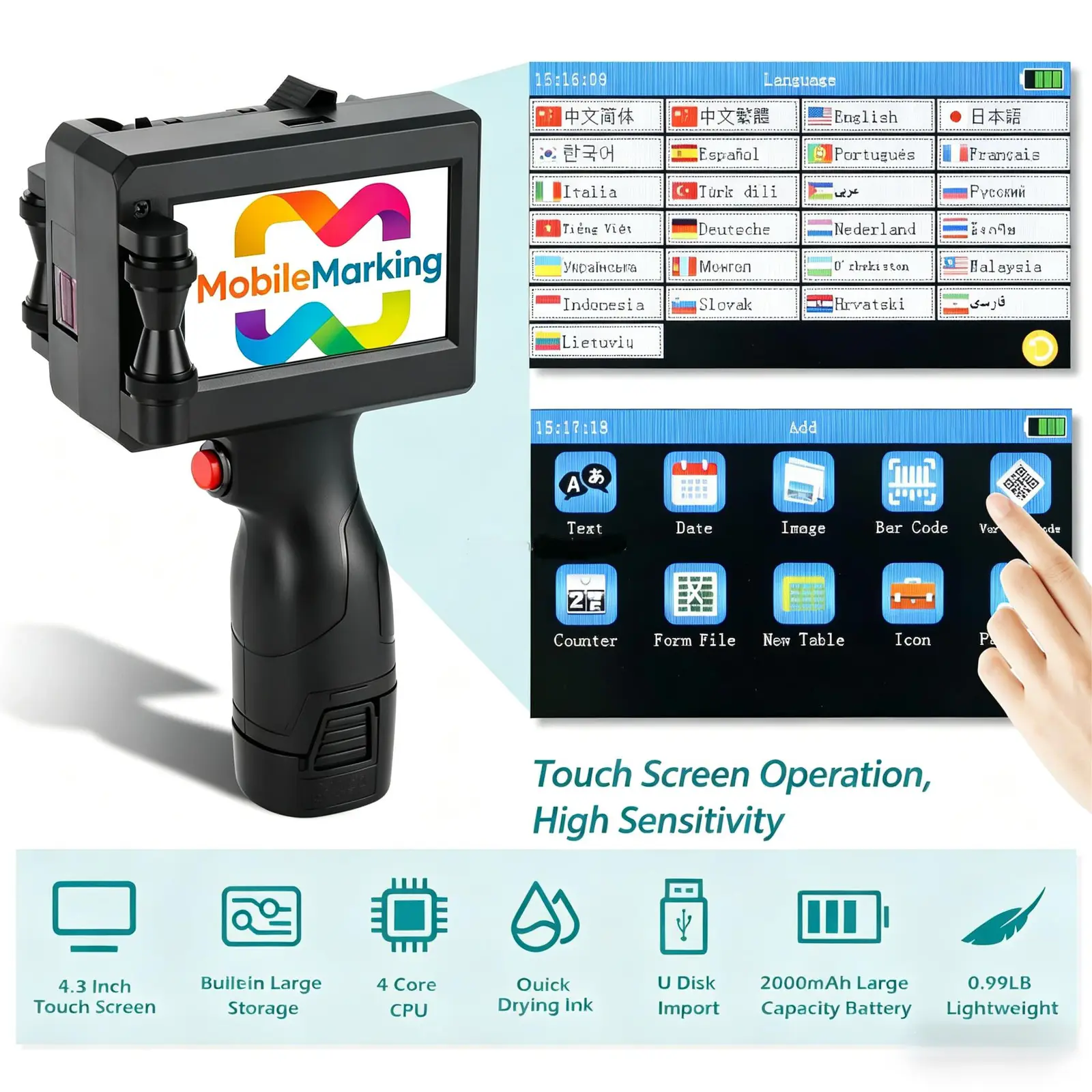 Compact Handheld Inkjet Printer No APP Needed, USB Image Import, 600 DPI, SKU 1691, product thumbnail 4