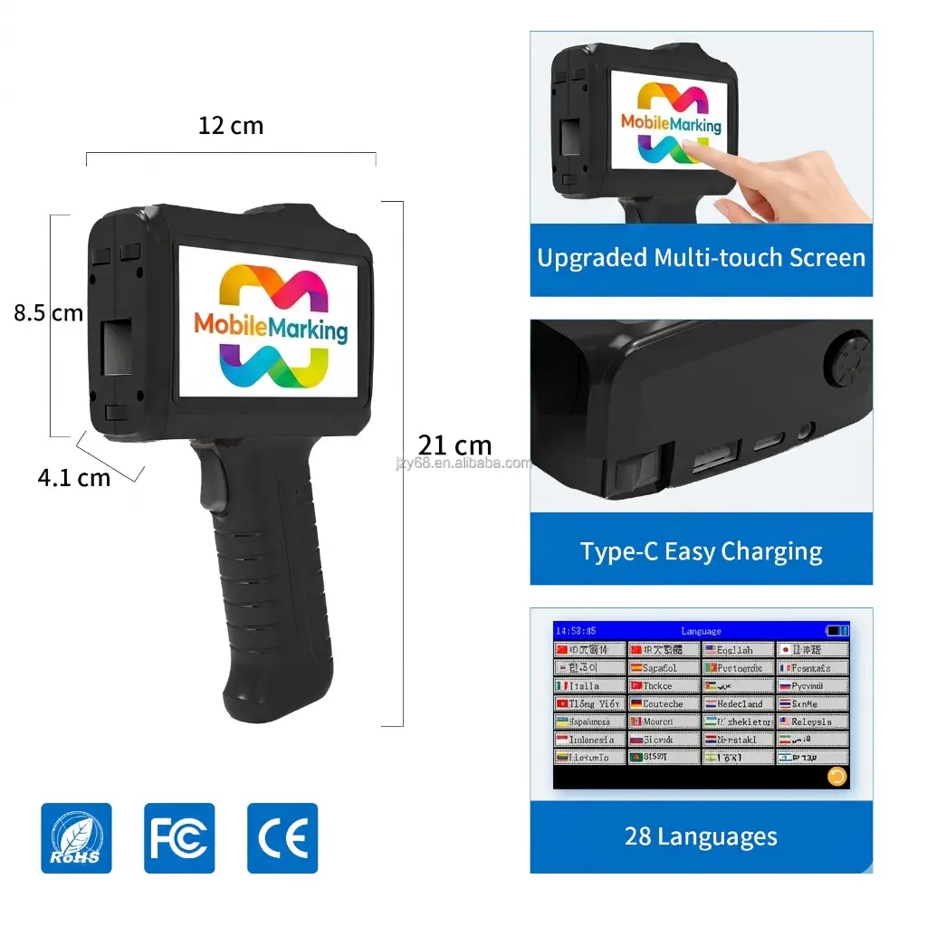 Handheld Inkjet Printer 600 DPI Type-C Charging Variable Data Printing, SKU 127A, product thumbnail 8